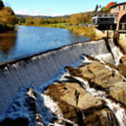 Waterfall Behind Parker House Bar And Bistro In Vermont Poster
