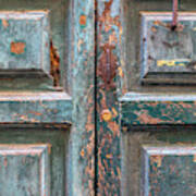 Weathered Rustic Green Door Of Cortona Poster