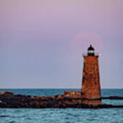 Whaleback Lighthouse Full Moon Rising Poster