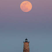 Whaleback Lighthouse Moonrise Poster