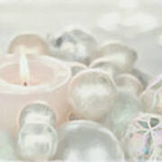 White Candle And Baubles Poster