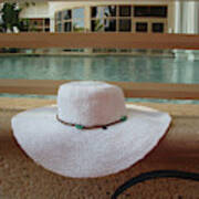 White Hat At The Pool Poster