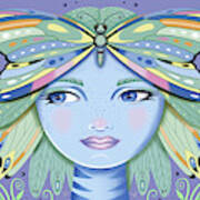 Insect Girl, Winga - Oblong Purple Poster