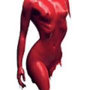 Woman Body Red Paint Poster