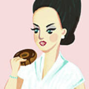 Woman Eating Donut Poster