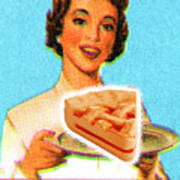Woman Holding Piece Of Pie Poster