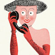 Woman Listening On The Telephone Poster