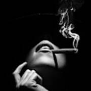 Woman Smoking A Cigar Poster