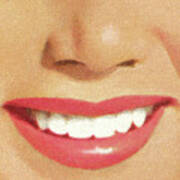 Woman's Pink Lipstick Smile Poster