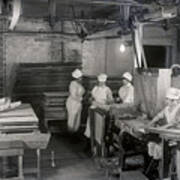 Women Making Macaroni In Factory Poster