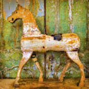 Wooden Antique French Horse Poster