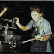 Worker 17 On Lathe Poster