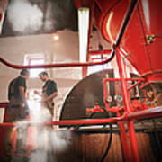 Workers In Brewery With Sample Poster