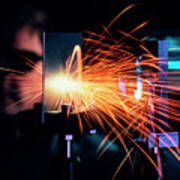 Yag-nd Laser Burning Through Steel Plate Poster