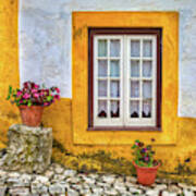Yellow Window Of Obidos Poster
