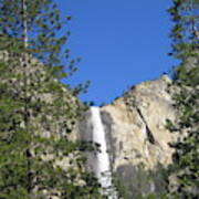 Yosemite National Park Bridal Veil Falls Water Fall View With Twin Trees Poster