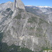 Yosemite National Park Half Dome Rock Snow Capped Mountain Range View From Glacier Point Poster