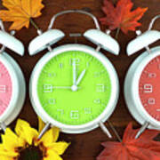Autumn Fall Daylight Saving Time Clocks #1 Poster