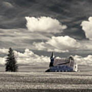Big Coulee Church - Abandoned Lutheran Church On Nd Prairie Poster