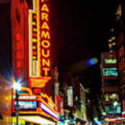 Boston Theatre District At Night #1 Poster