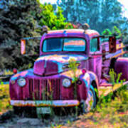 Faded Red Fire Truck #1 Poster