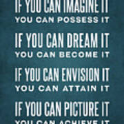 If You Can Imagine It - William Arthur Ward Quote - Literature - Typography Print #2 Poster