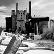 Industrial Power Plant Architectural Landscape Black White Poster
