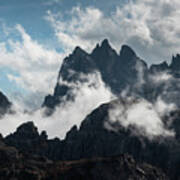 Mountain Peaks At Tre Cime Area In Italy #1 Poster