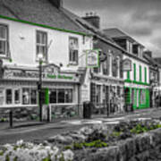 Old Irish Town The Dingle Peninsula In The Summer In Black And W #1 Poster