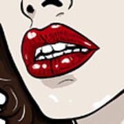 Pop Art Lips In Red #1 Poster