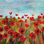 Poppies In He Field. Poster