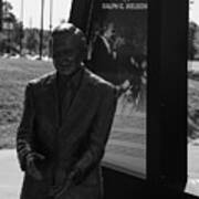 Ralph Wilson Statue At Buffalo Bills Stadium In Black And White Poster