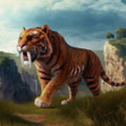 Saber Toothed Tiger Or Smilodon #1 Poster