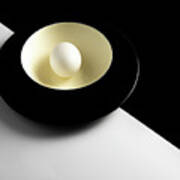 Single Fresh White Egg On A Yellow Bowl Poster