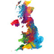 United Kingdom Watercolor Map #1 Poster