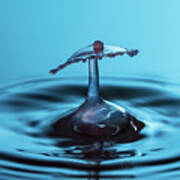 Water Drop Falling Onto Column Of Water #1 Poster