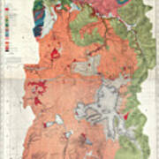 Yellowstone National Park Vintage Preliminary Geological Map 1878 #2 Poster
