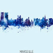 Marseille France Skyline #15 Poster