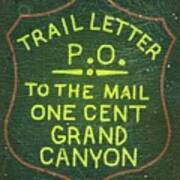 1919 Grand Canyon Union Po - Trail Letter Post - 1ct. Green Stamp -  Mail Art Poster