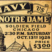 1928 Navy Vs. Notre Dame Football Ticket Art Poster