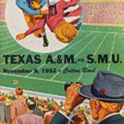 1952 Southern Methodist University Football Art Poster