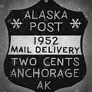1952 Union Po - Anchorage Alaska - 2cts. Local Mail Delivery - Winter Gray - Mail Art Post Poster