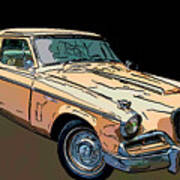 1957 Studebaker Golden Hawk Digital Drawing Poster