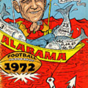 1972 Alabama Football Art Bear Bryant Poster