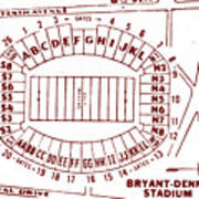 1981 Bryant-denny Stadium Map Poster