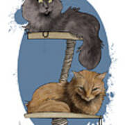 2 Cats On A Tower Poster