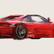 Ferrari 348 Gt Competizione Car Drawing #2 Poster