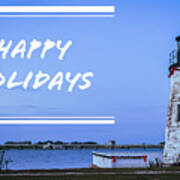 Happy Holidays From Goat Island Lighthouse Poster