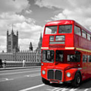 London - Houses Of Parliament And Red Buses #1 Poster