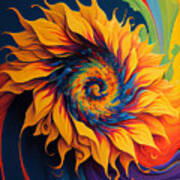 Rainbow Sunflower #2 Poster